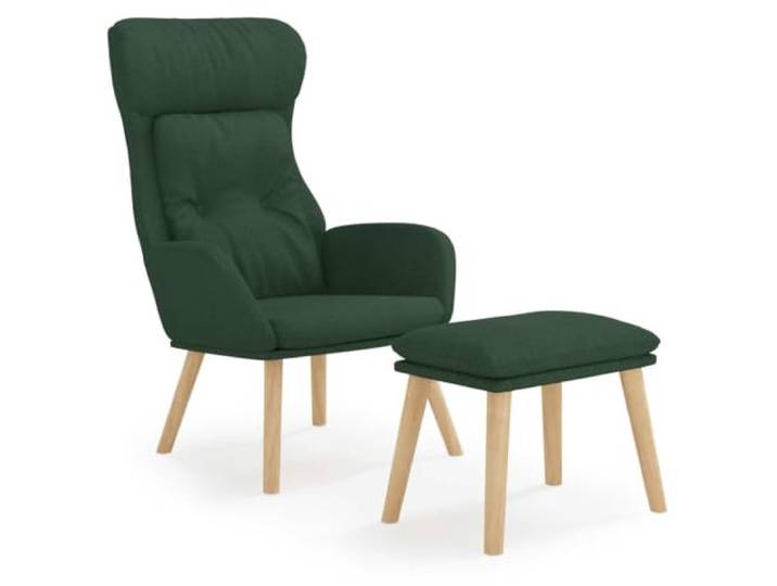 KTHLBRH Relaxsessel mit Fußstütze, dunkelgrün, Stoff Polyester Gummiholzbeine, Metallgestell, Schaumstoffpolsterung, Belastung 110 kg