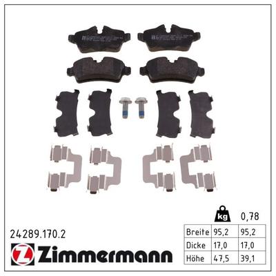 ZIMMERMANN Bremsbelagsatz, Scheibenbremse 24289.170.2 Hinterachse für MINI
