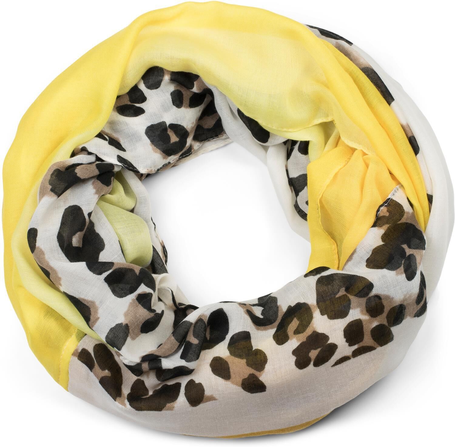 Loop STYLEBREAKER "Leo Loop Schal im Colour Blocking Style", Damen, gelb (gelb, curry), Obermaterial: 100% Viskose CV., Modisch, Modetücher Loop