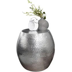 BEISTELLTISCH Aluminium Rund Orientalisch Hammerschlag, Silbern 42x42x42 cm