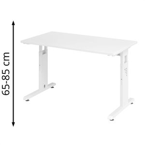 Hammerbacher Schreibtisch O-Serie, weiß / weiß, höhenverstellbar, 120 x 65-85 x 67,2 cm, Mini Office