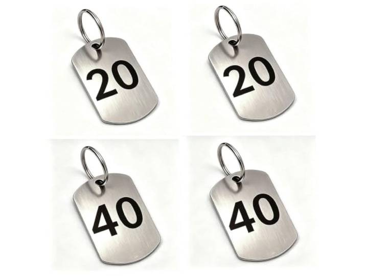 nummernschild Nummeriertes Schlüsselschild In Schildform, 24 X 40 Mm/29 X 50 Mm, Nummernschild Aus Edelstahl Für Schließfächer/Wasserbecher(B-1-200,L 24 MM W 40 MM)