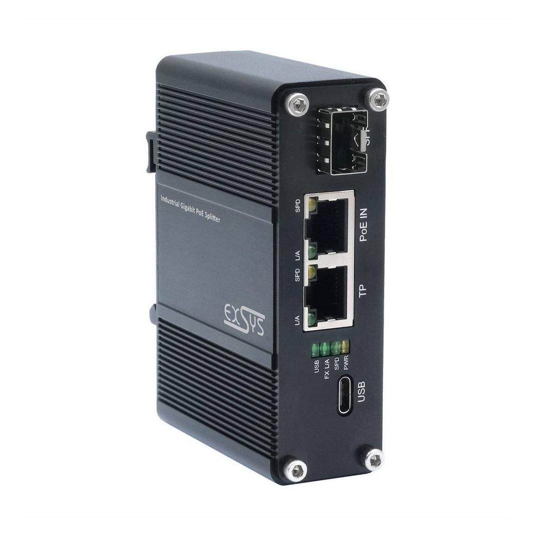 Exsys PoE++ Splitter USB-C PD 60W, SFP, Netzwerkadapter (802.3bt (PoE++), 60 W) (EX-60328)