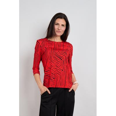 3/4-Arm-Shirt SEIDEL MODEN, Damen, Gr. 50, rot (45,rot), Single Jersey, Obermaterial: 95% Viskose, 5% Elasthan, gemustert, figurumspielend hüftbedeckend, Rundhals, abgesteppte Kante, Shirts 3/4-Arm-Shirt, 3/4-Arm Sommershirt mit grafischem Muster -...