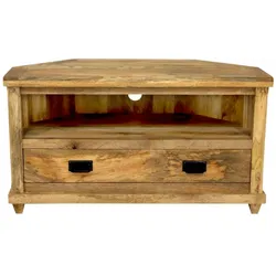 Fernseh-Ecktisch Devi 110x60x50 aus Mangoholz