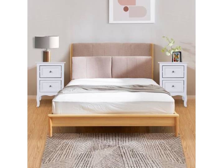 Tables de chevet 2 pcs de Nuit avec 2 Tiroirs de Rangement Table d'Appoint Baroque en Bois Blanc