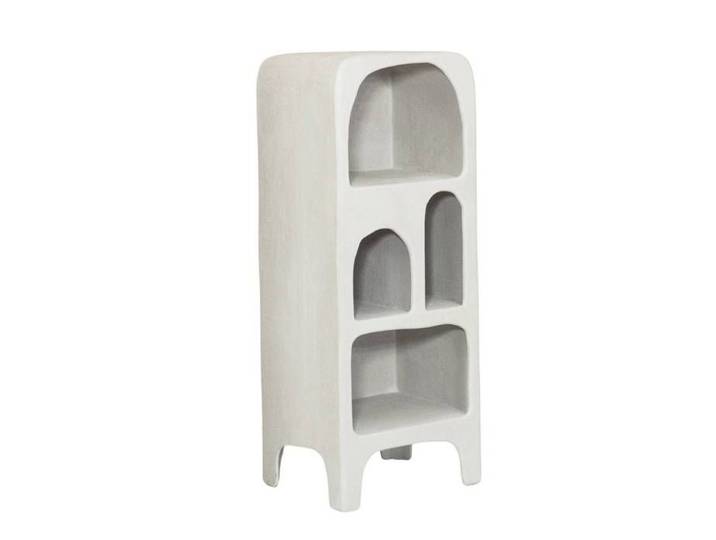 Bibliothèque en bois effet béton blanc Danaé