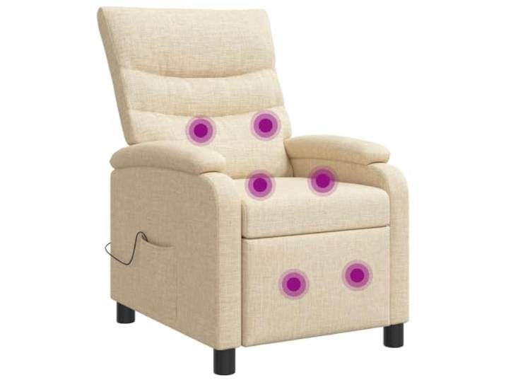 YUTAASU Massage Relax Chair Cream Fabric Adjustable 115-160 Degree, Polyester Cover, Foam Filling, Metal and Wood Frame