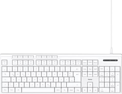 hama 00173053 USB-Tastatur "CK-200", kabelgebunden, 8 Media-Tasten, Weiß, QWERTZ DE