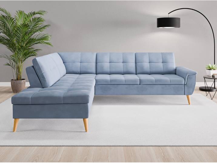 Ecksofa Rio Nr. 3 links - Blau (Jeansblau) - Vintage Velours