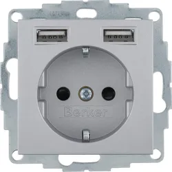 Berker 48031404 Steckdose SCHUKO/USB A-A, B.x, alu matt