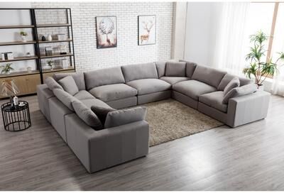 Roundhill Furniture Rivas Contemporary Feather Fill 8-Piece Modular Sectional Sofa