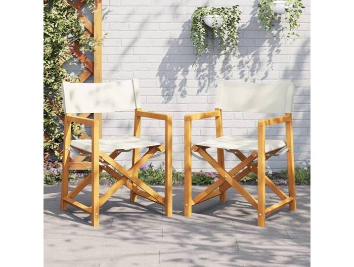 Chaises de réalisateur pliables lot de 2 blanc crème tissu 365837