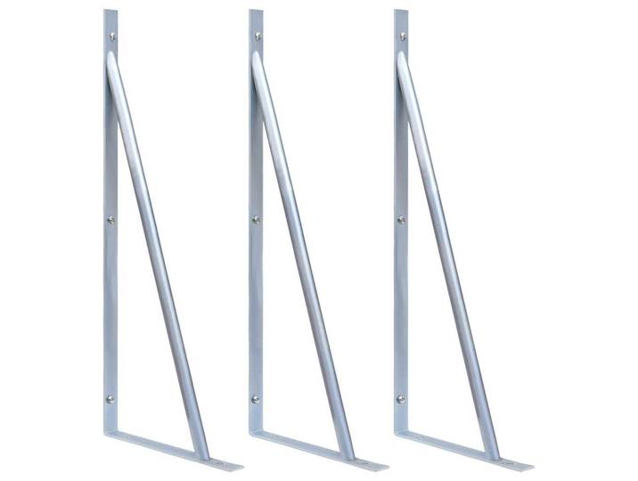 vidaXL Stützen Für Zaunpfosten 3Er Set Verzinkter Stahl, Silberfarben, Metall, 25 cm, Gartenzubehör