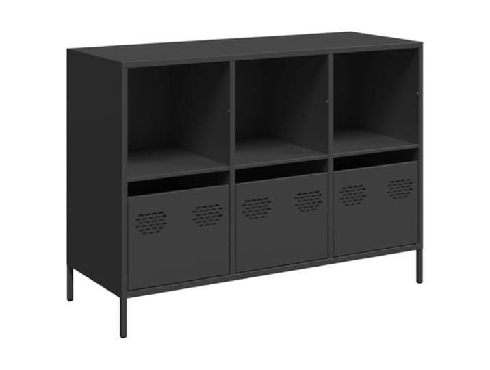 Sideboard Schwarz 101,5x39x73,5 cm Kaltgewalzter Stahl Schubladen, offene Fächer, Metallfüße, pflegeleichte Oberfläche, vielseitig nutzbar