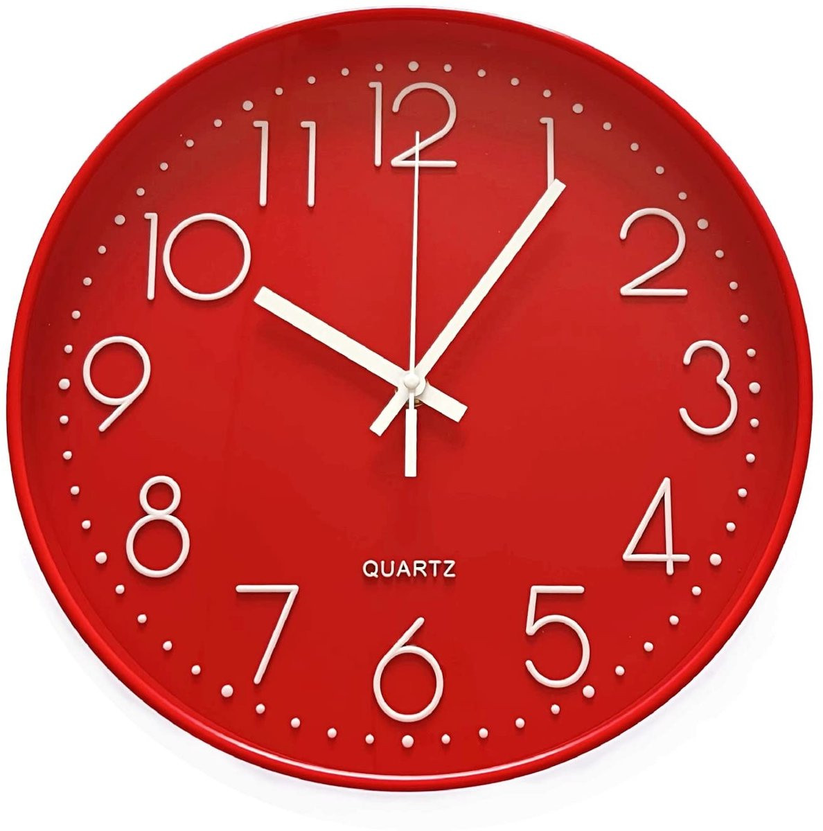 Omgoods Analoge Stille Wandklok - Rood - 30 cm