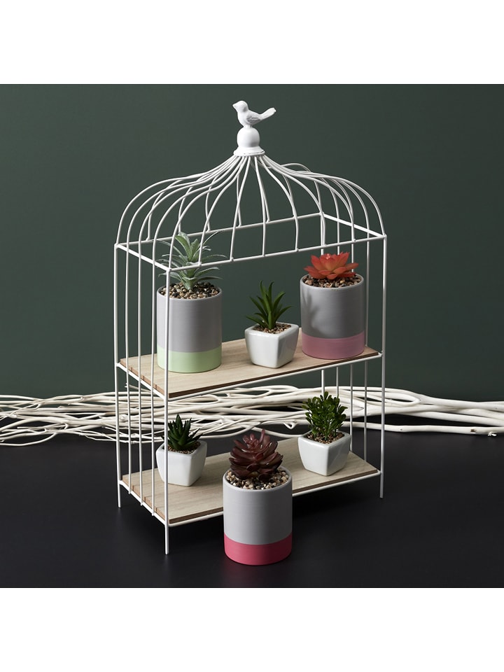 THE HOME DECO FACTORY Etagere in Weiß/ Natur - (B)31 x (H)51 x (T)15 cm - onesize