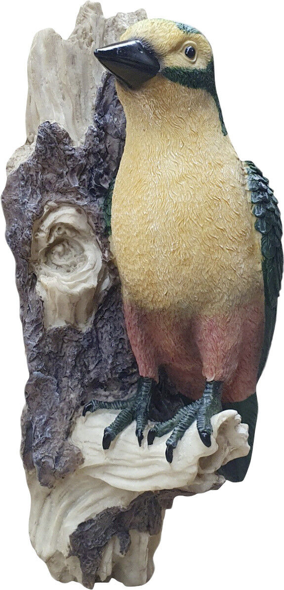 FD Dekofigur Vogel Specht an der Wand 29 x 12 cm bunt