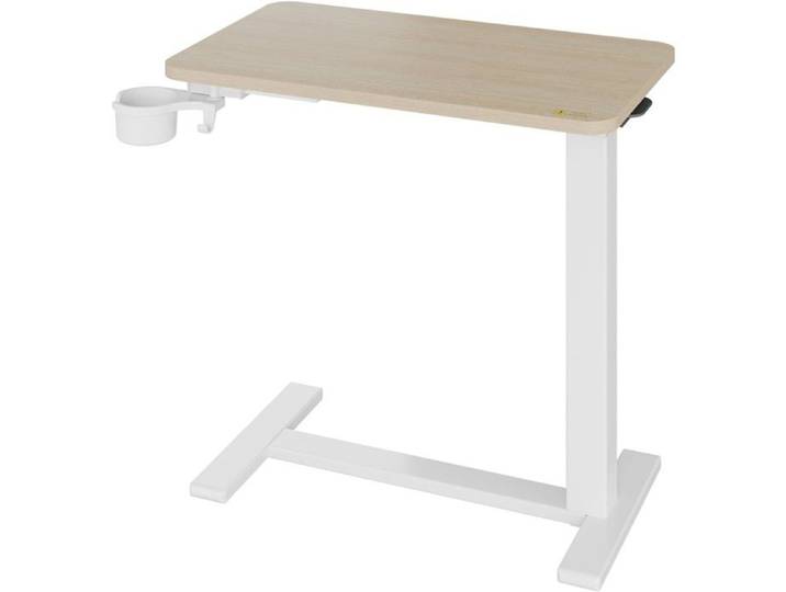 Table d'appoint à hauteur réglable avec levage pneumatique et porte-gobelet pour chevet Naturel