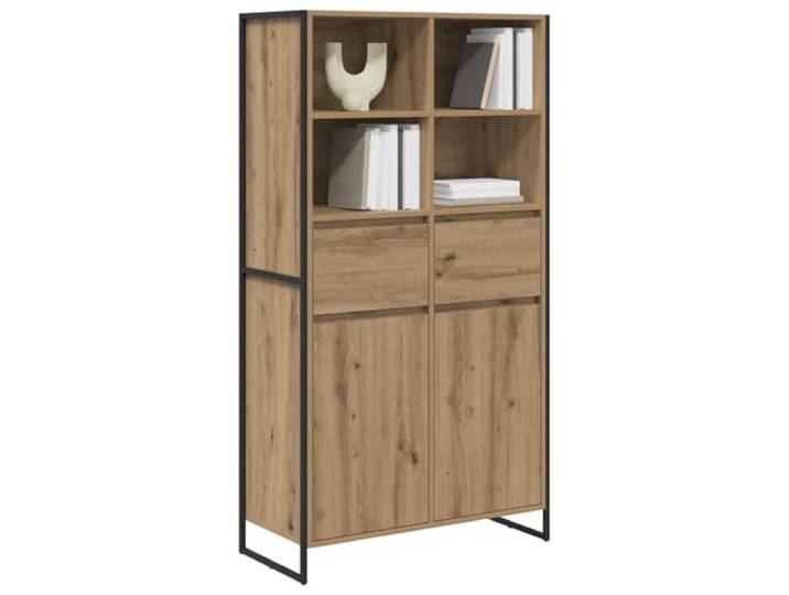 KTHLBRH Sideboard Eiche Handwerk 81 x 36 x 150,5 cm Technisches Holz, Stahlrahmen, Industriedesign, Behälter für Wohnzimmer