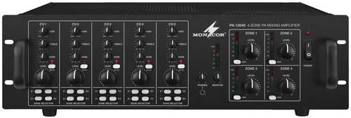 Monacor PA-12040 ELA-Verstärker 120W 4-Kanal 4-Zonen