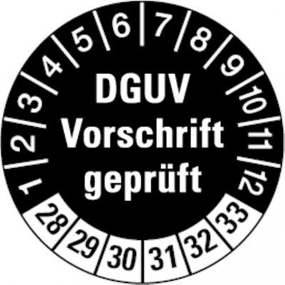 Dreifke® Prüfplakette DGUV Vorschrift geprüft schwarz/weiß, ab 2 - 30 mm Folie selbstklebend, 10 St