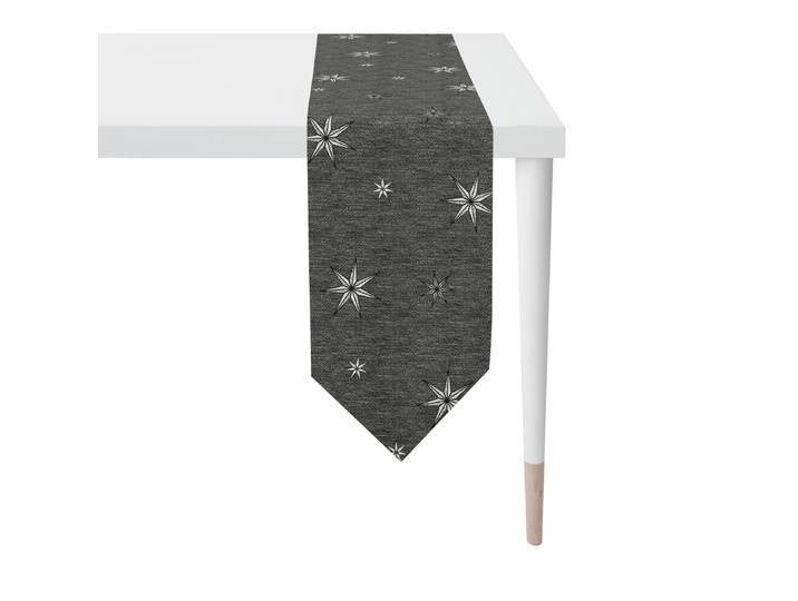 Chemin de table X-Mas Glam type A 21 x 175cm Noir/Anthracite