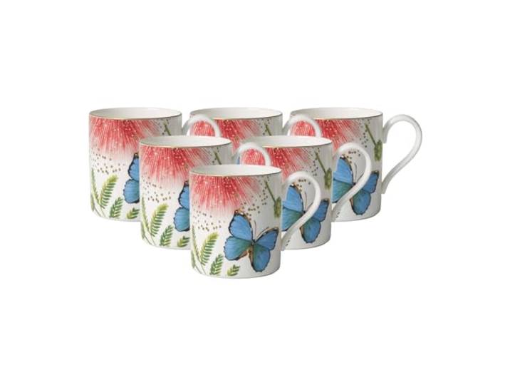 Villeroy & Boch - Amazonia Kaffeetasse, edler Kaffeebecher aus Premium Bone Porzellan im Design des farbenfrohen Regenwaldes, spülmaschinenfest, 210 ml, 6er Set
