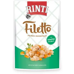 RINTI Filetto 100g Beutel Hundenassfutter Sparpaket 48 x 100 Gramm Huhn & Gemüse in Jelly