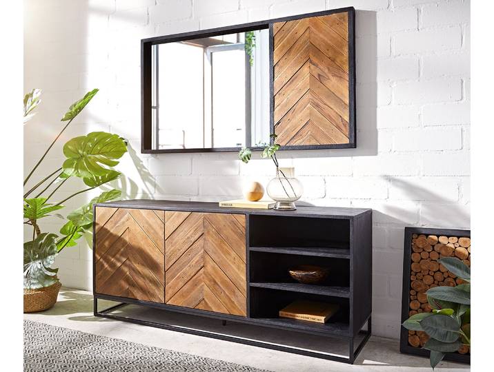 Sideboard Famke 145 cm Mango Teak 2 Türen 3 Fächer, Sideboards