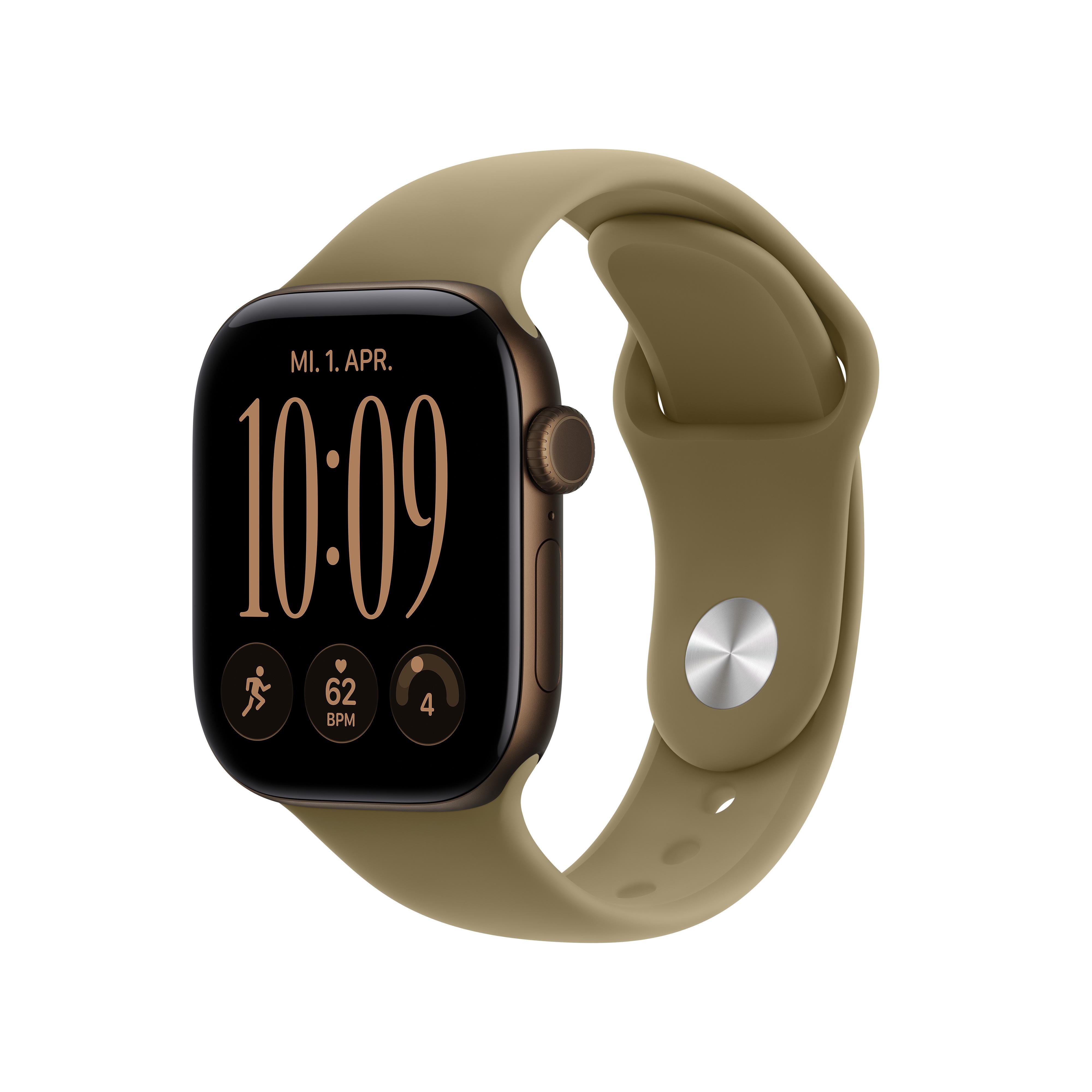 Apple Watch Series 12 GPS 42mm Dark Bronze Aluminium Gehäuse mit Olive Sport Band - S/M
