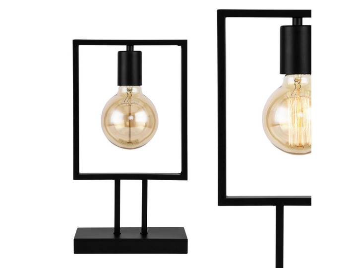 lux.pro Tischleuchte Turku, Schwarz, Metall, E27, 20x38x10 cm, Lampen & Leuchten, Innenbeleuchtung, Tischlampen