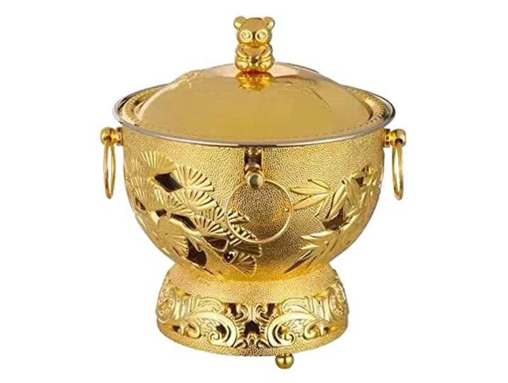 Mini Kupfer Heißer Topf Edelstahl Shabu-shabu-topf Kocher Alkohol Eintopf Kochtopf Kochgeschirr Pfanne Einzelne Chafing Dishes Für Zuhause Küche, Kraftstoff Nicht Inbegriffen.,Gold
