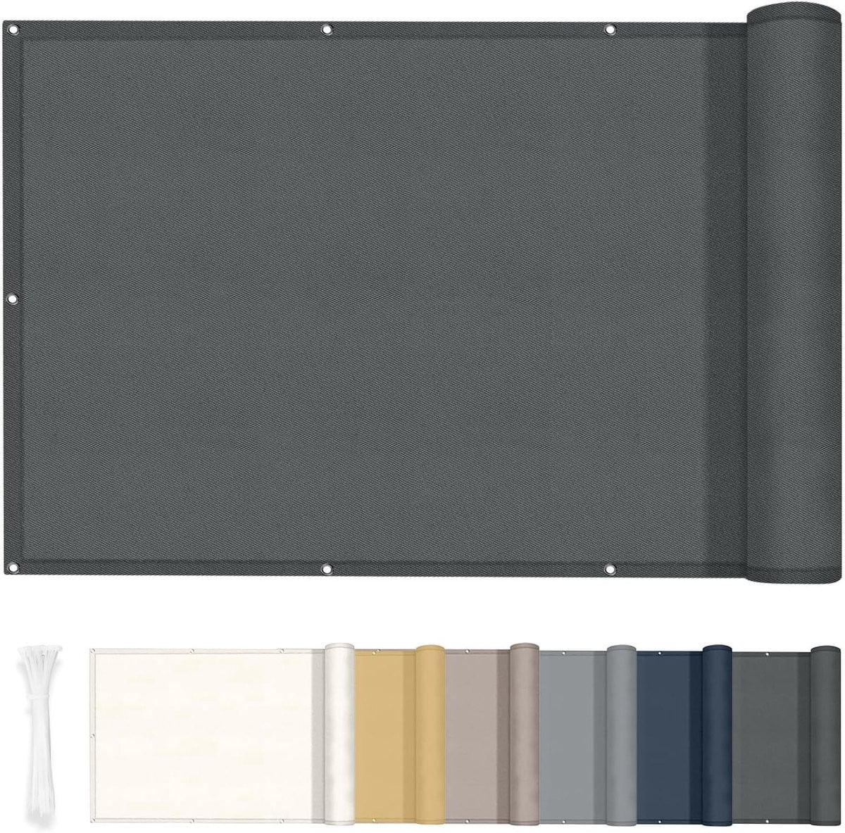 Balkonscherm privacy antraciet polyester 0,9 x 7 m