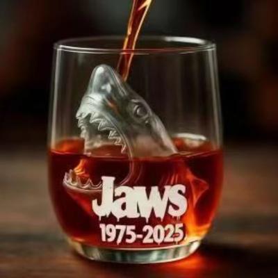 Inspired Finds 3D Shark Stemless Wine Glass Cup For Beer Whiskey And Cocktails 3D Shark Stemless Wine Glass Cup For Beer Whiskey And Cocktails