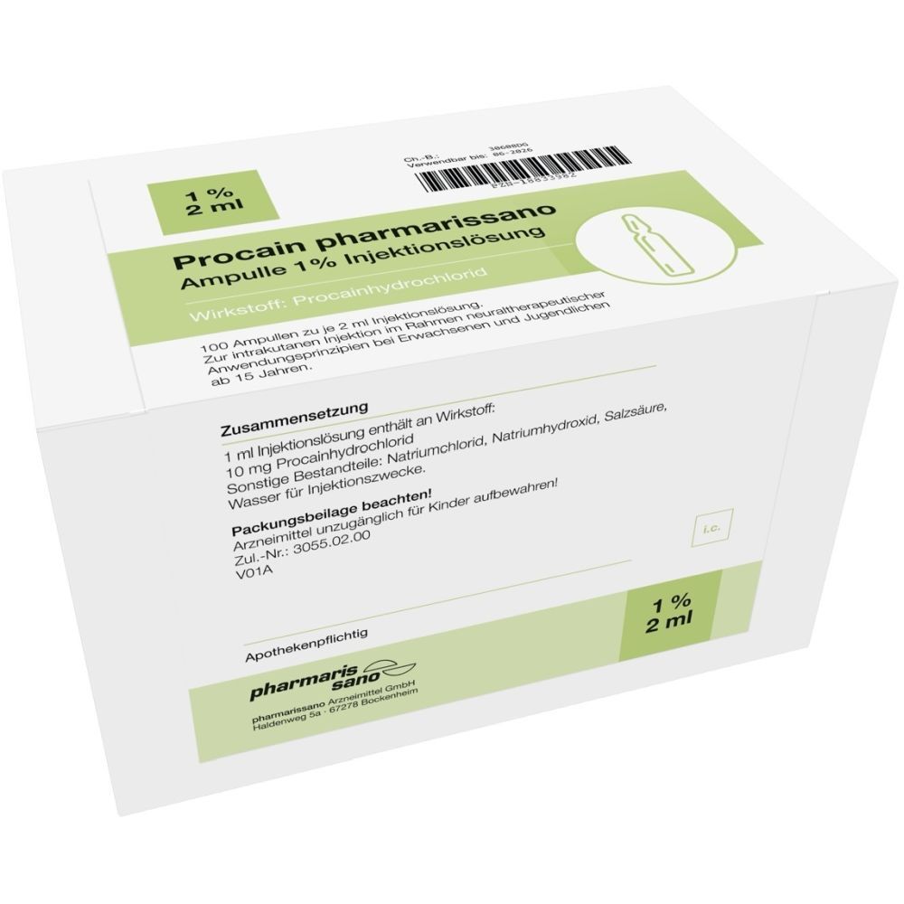 Procain pharmarissano Ampulle 1% 2 ml Inj.-Lsg. 100x2 Injektionslösung