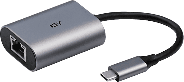 Adaptador - ISY IAD-1010-C, 15 cm, USB-C a RJ45 Ethernet, 1 Gbps, Plata