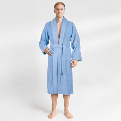 Herrenbademantel HAMMETEX "hergestellt aus 100% Baumwolle – 380 g/m² Frottee, mit Taschen" Gr. M, blau (hellblau), M, Baumwolle, Hausmäntel, saugfähig & Weich