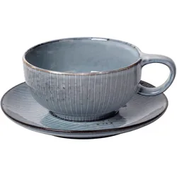 Broste Copenhagen Tasse mit Unterteller 16cm "Nordic Sea"