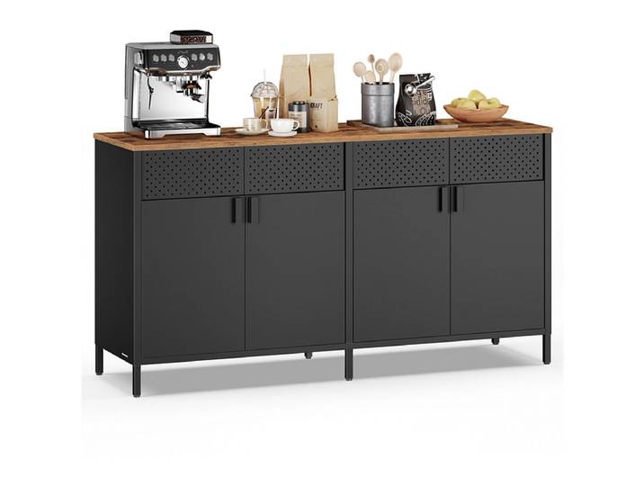 Kommode SONGMICS RUSTIK 4 Türen 40x141x76cm schwarz edelstahl / antik