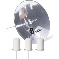 8X Kerzenhalter Stumpenkerze Adventskranz 7 ,5cm Silber Adventskranz Adventskerzenhalter Kerzenteller zum Stecken rund Kerzenpin Weihnachtskranz Kerzenständer Adventskranzdeko Kerzenpick rund