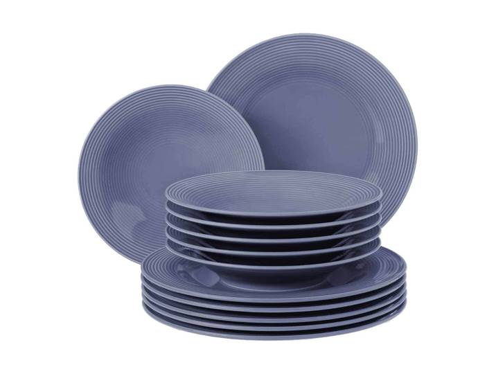 Geschirr-Set SELTMANN WEIDEN Tafelservice Beat Color Glaze 12er Set , lila (fliederblau), Porzellan, Geschirr-Sets, Geschirr-Set