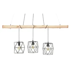 Paul Neuhaus Pendelleuchte  3-flammig  Holz / Metall Schwarz   ¦ schwarz ¦ Maße (cm): B: 120 H: 120 T: 20.0