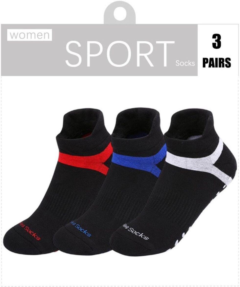 INF Unisex rutschfeste Grip-Socken, 3 Paar mit gepolsterter Sohle für Pilates, Trampolin und Fitness 35