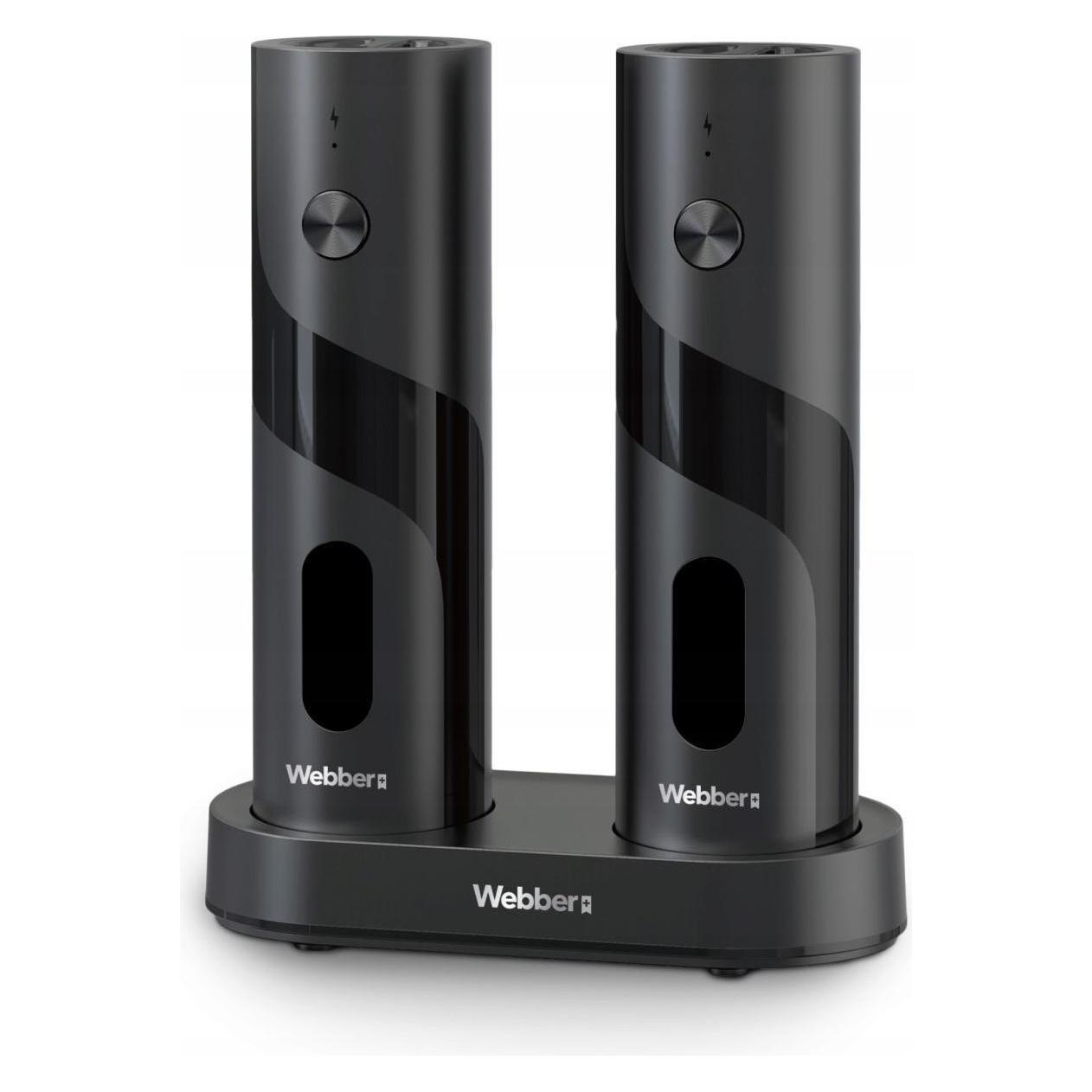 Webber Elektrisches Salz- und Pfeffermühlenset Wiederaufladbar USB 2 Stück Einstellbares Mahlen mit Licht (Pfeffer, Salz) (63891166)