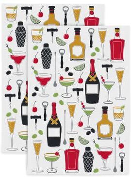 Fun Designer Print Kitchen Towel, Set 2 by Mu Kitchen in Multi
