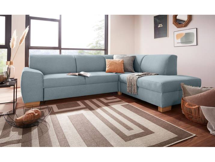 Ecksofa DOMO COLLECTION Incanto kubische Formensprache, Breite 260cm, komfortabel, L-Form , blau (eisblau), B:260cm H:81cm T:195cm, Sofas, Ecksofa, ohne Bettfunktion, Feinstruktur