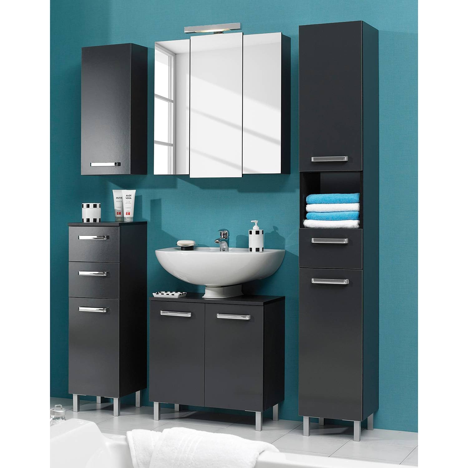 home24 Kleine kast Mainz 30cm grijs/zwart