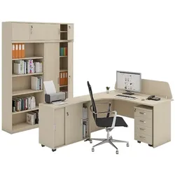 Büromöbelset MIRELLI, Typ C, Aufbau, Birke