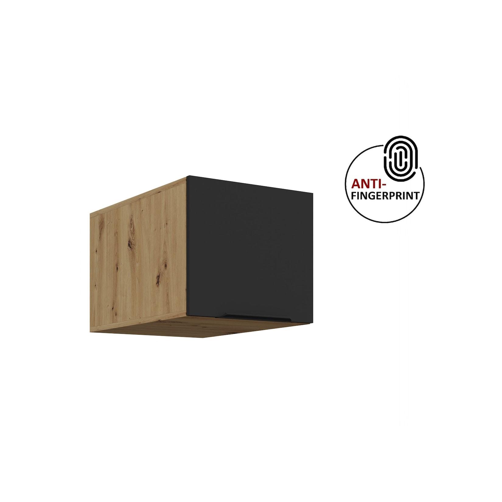 Küchen Aufsatzschrank 40 Küche ARIA Schwarz Küchenzeile Anti Fingerprint